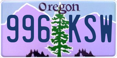 OR license plate 996KSW