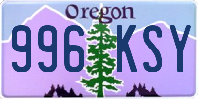 OR license plate 996KSY