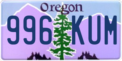 OR license plate 996KUM