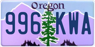 OR license plate 996KWA