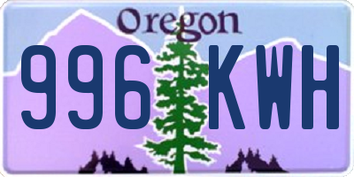 OR license plate 996KWH