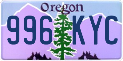 OR license plate 996KYC