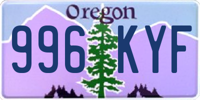 OR license plate 996KYF