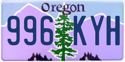 OR license plate 996KYH