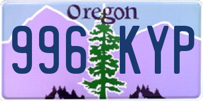 OR license plate 996KYP