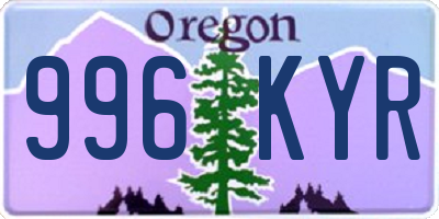 OR license plate 996KYR