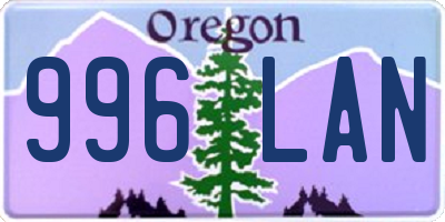 OR license plate 996LAN