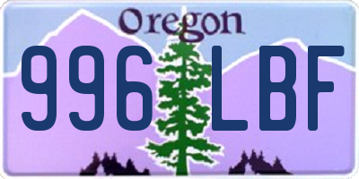 OR license plate 996LBF