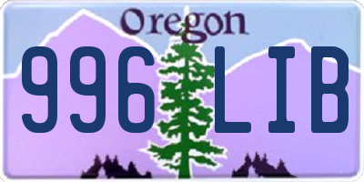 OR license plate 996LIB