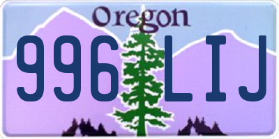 OR license plate 996LIJ