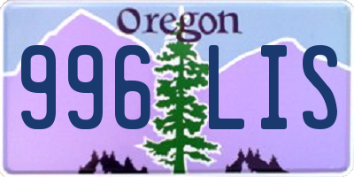 OR license plate 996LIS