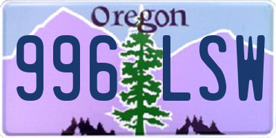 OR license plate 996LSW