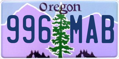 OR license plate 996MAB