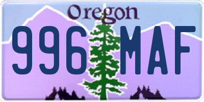 OR license plate 996MAF