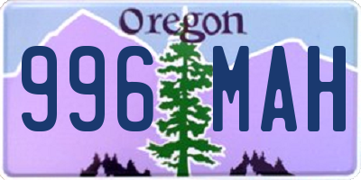 OR license plate 996MAH