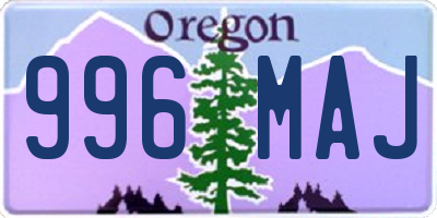 OR license plate 996MAJ