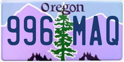 OR license plate 996MAQ