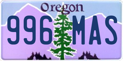 OR license plate 996MAS