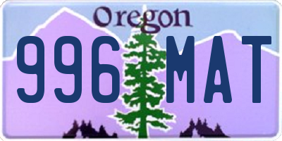 OR license plate 996MAT