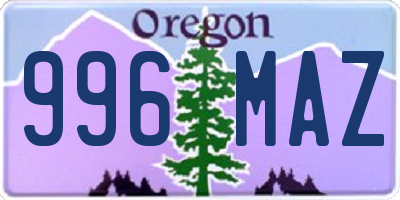 OR license plate 996MAZ