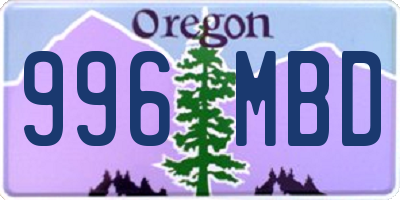 OR license plate 996MBD