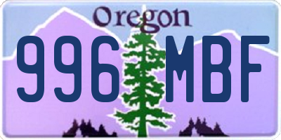 OR license plate 996MBF