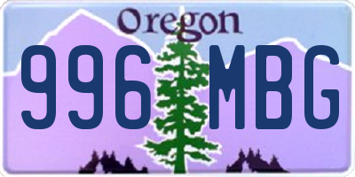 OR license plate 996MBG