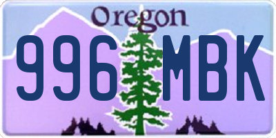 OR license plate 996MBK