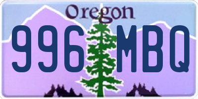 OR license plate 996MBQ