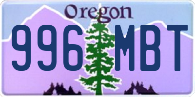 OR license plate 996MBT