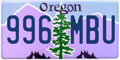 OR license plate 996MBU