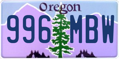 OR license plate 996MBW