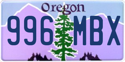 OR license plate 996MBX