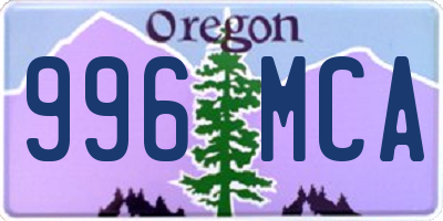 OR license plate 996MCA