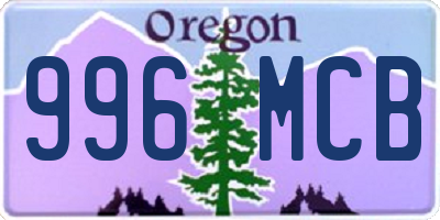 OR license plate 996MCB
