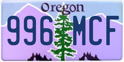 OR license plate 996MCF