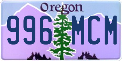 OR license plate 996MCM