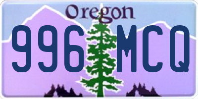 OR license plate 996MCQ