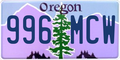 OR license plate 996MCW