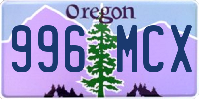 OR license plate 996MCX