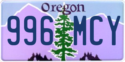 OR license plate 996MCY