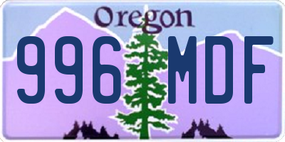 OR license plate 996MDF