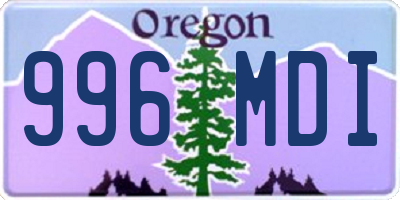 OR license plate 996MDI
