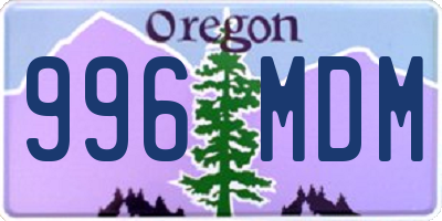 OR license plate 996MDM