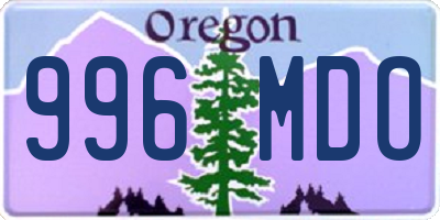 OR license plate 996MDO