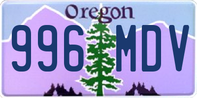 OR license plate 996MDV