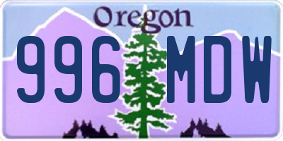 OR license plate 996MDW