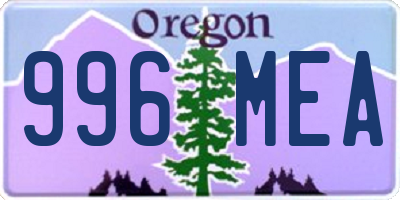 OR license plate 996MEA