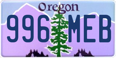 OR license plate 996MEB