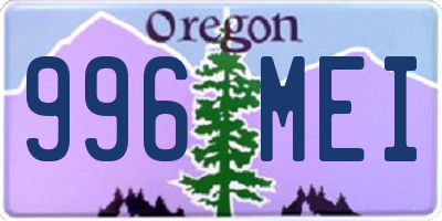 OR license plate 996MEI